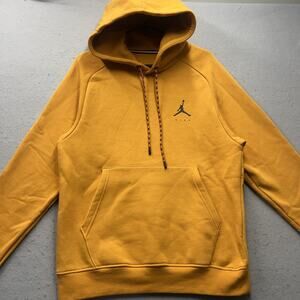 Nike Air Jordan Mens Small Mustard Jumpman Hoodie Pullover Sweatshirt BackPrint